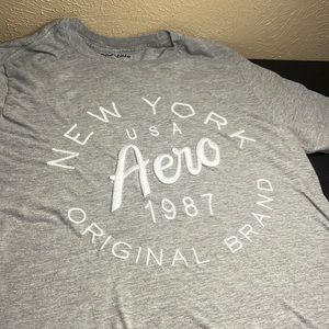 GREY FITTED AERO POSTALE SHIRT